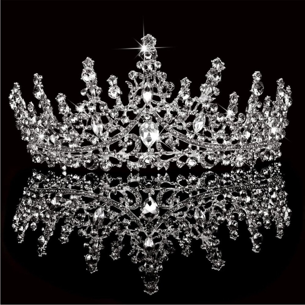 - - Silver Wedding Crystal Tiaras and Crowns for Women Royal Queen Headband NEW